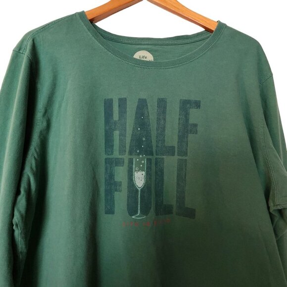 Life Is Good Women's Plus Size XXL T Shirt Half Full Wine Glass‎ Long Sleeve Tee - Picture 4 of 11